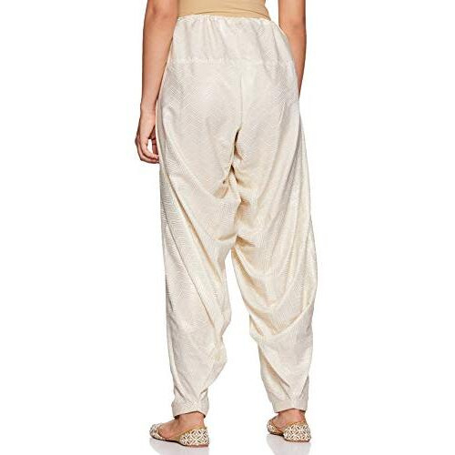 W For Woman Women's Regular Fit Crepe Salwar (17Aus60746-50720_New Semolina_Ws_Off White)