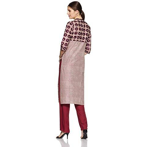 W For Woman Women's Straight Kurta (17Au16905-50130_Wine_10)