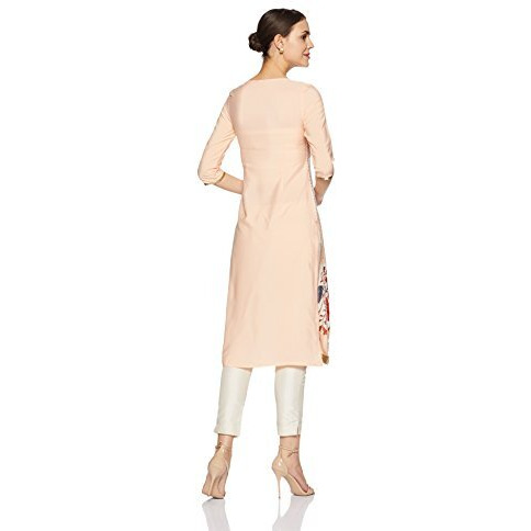 W For Woman Women's Straight Kurta (17Au16971-50315_Coral Pink_14)