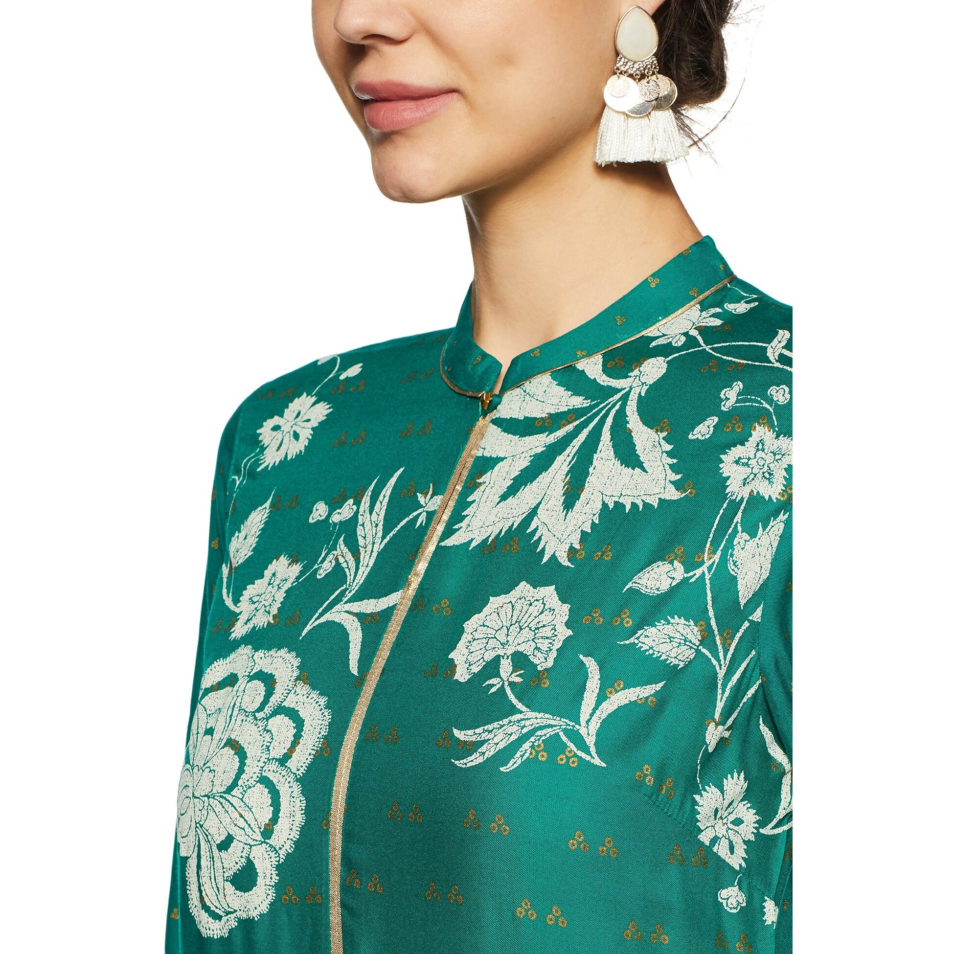 W For Woman Women's Synthetic Straight Kurta (17Au16977-59337_New Cadmium Green_6_Green_Xs)