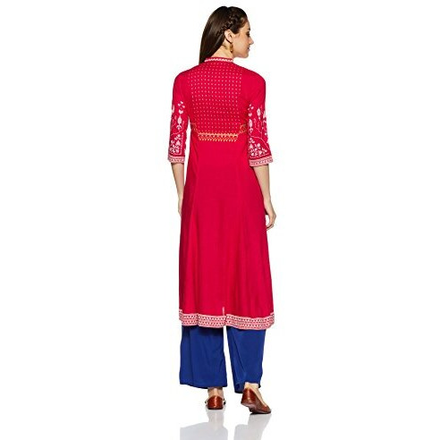 W For Woman Women's A-Line Kurta (17Au17219-12248_Pink_12)