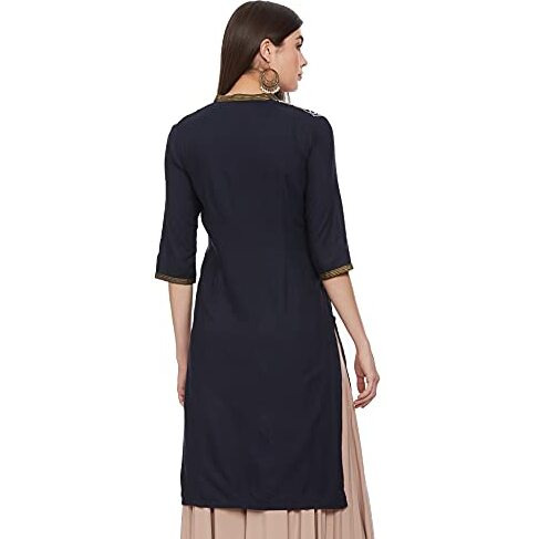W For Woman Women's Straight Kurta (17Au17236-72487_Navy_8)