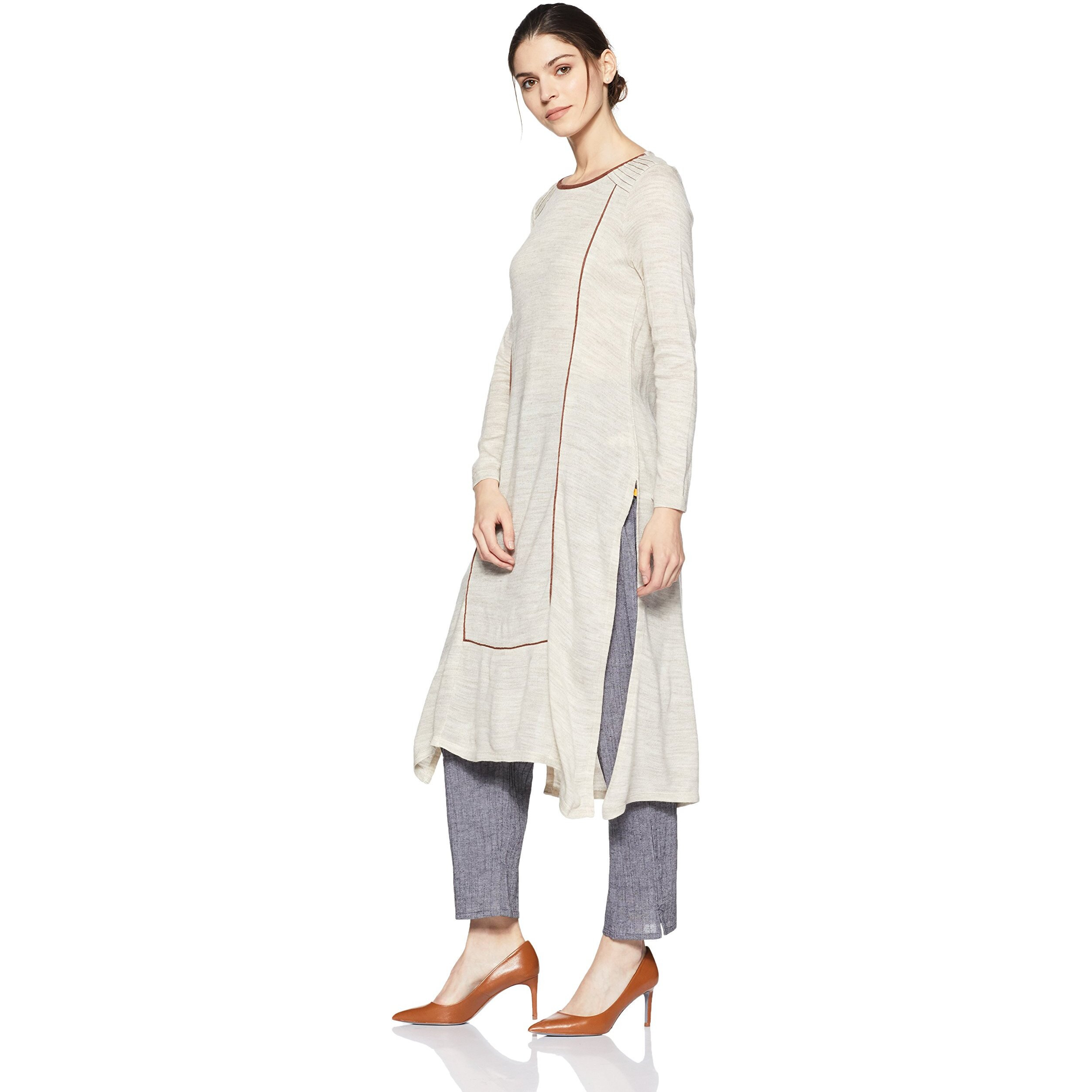 Aurelia Women's Straight Winter Kurta (17Auk13295-02761_Natural_Xl)