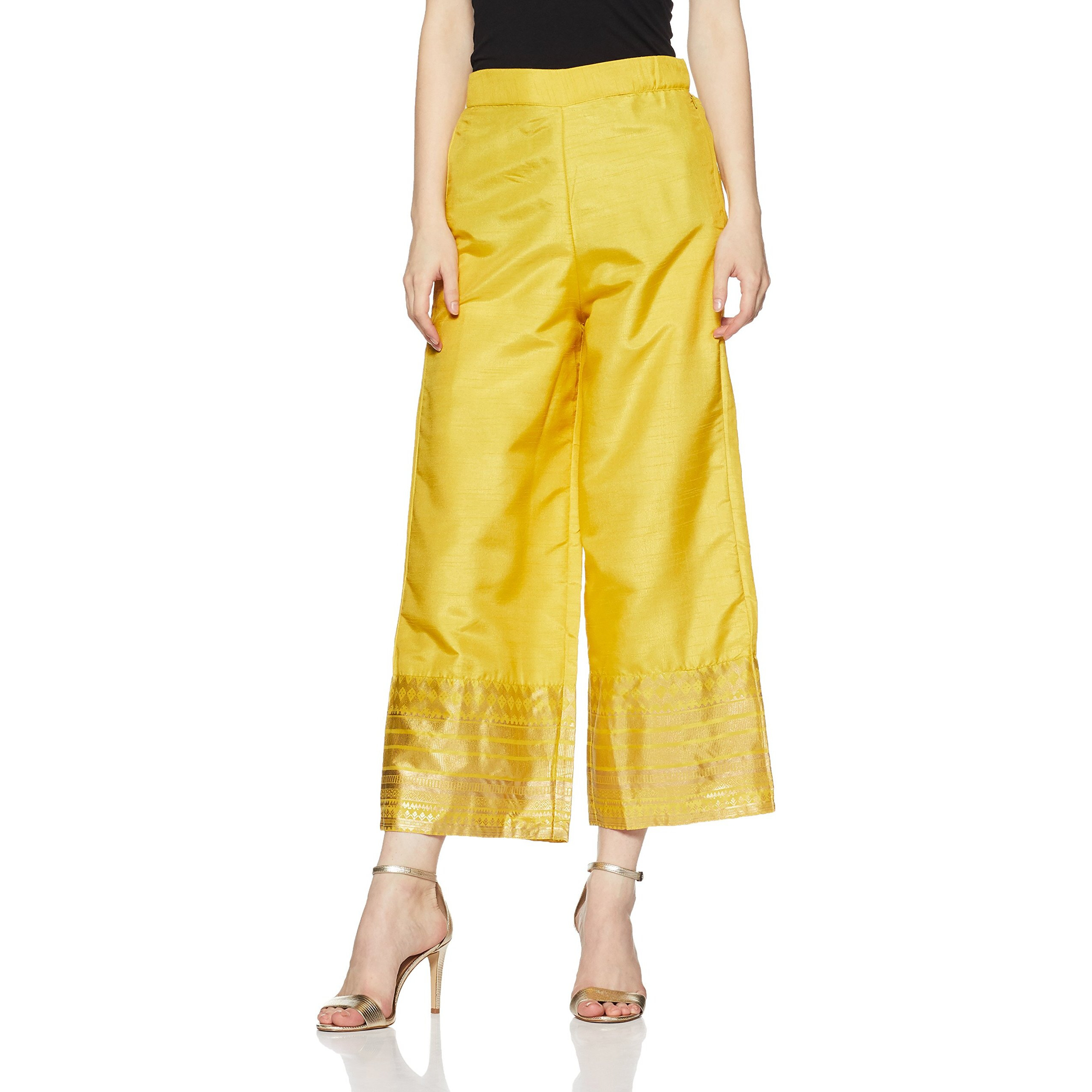 W For Woman Women's Straight Pants (17Au60655-66096_Golden_16)