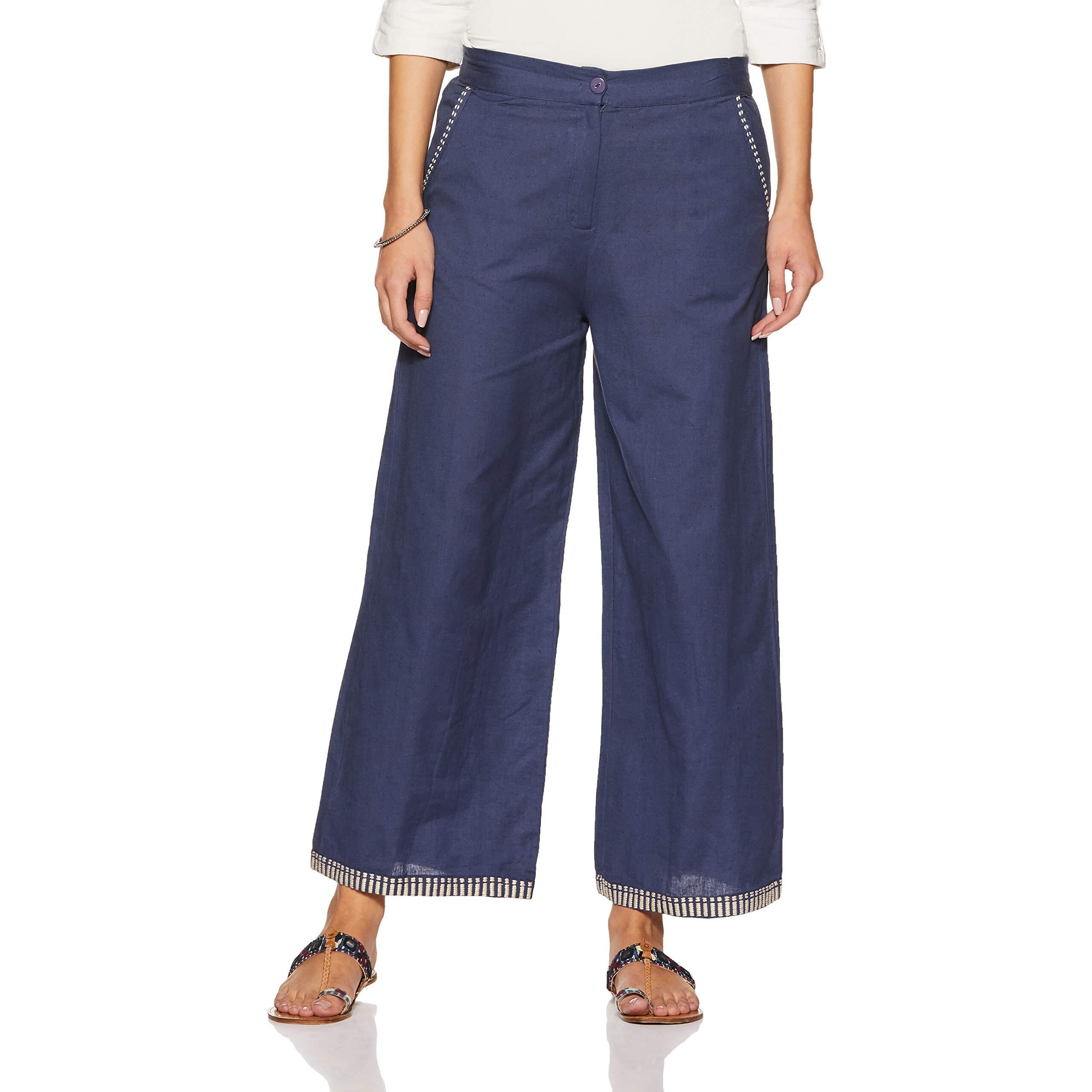 W For Woman Women's Straight Pants (17Au60903-69139_Blue_10)