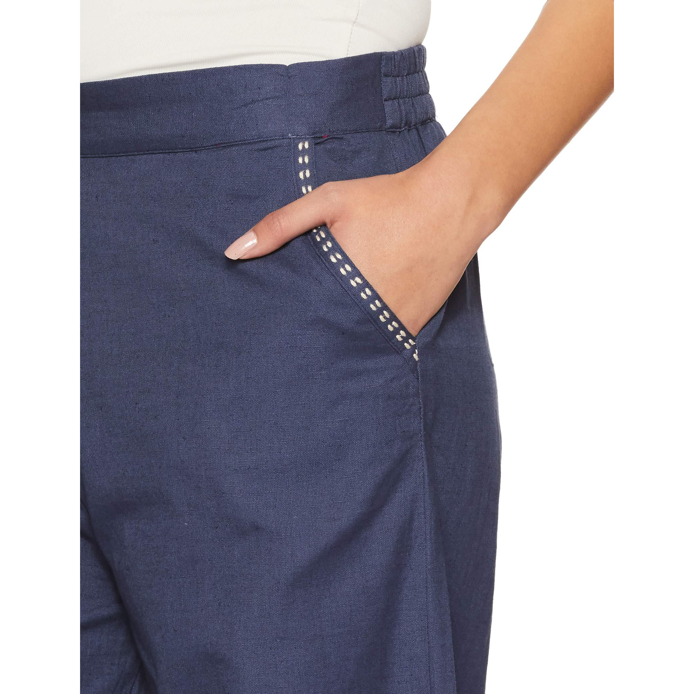 W For Woman Women's Straight Pants (17Au60903-69139_Blue_10)