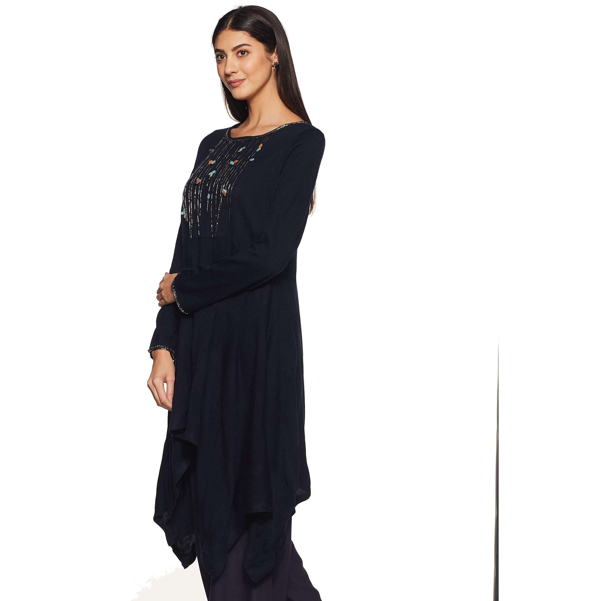W For Woman Straight Winter Kurta (17No17697-66134_Night Sky_16)