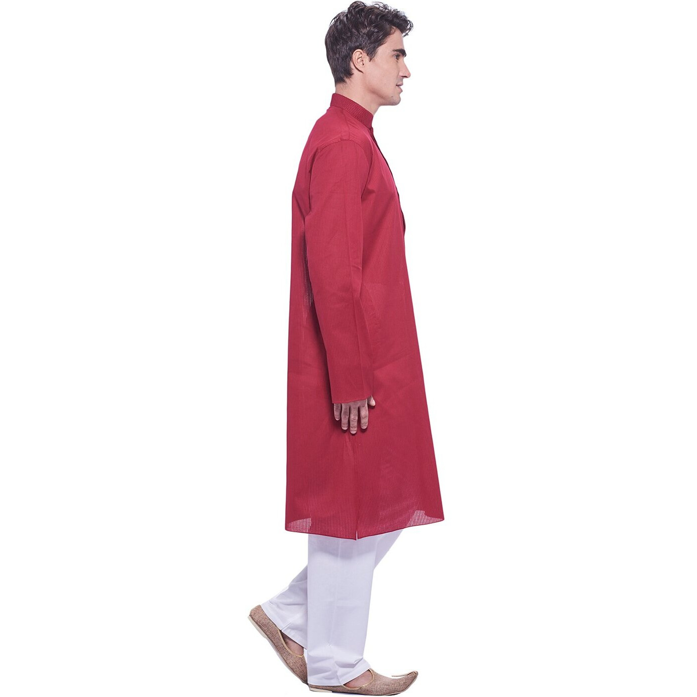 Manyavar Men's Blended Kurta & Pyjama Set, Maroon - Large/40 (M301063-307)
