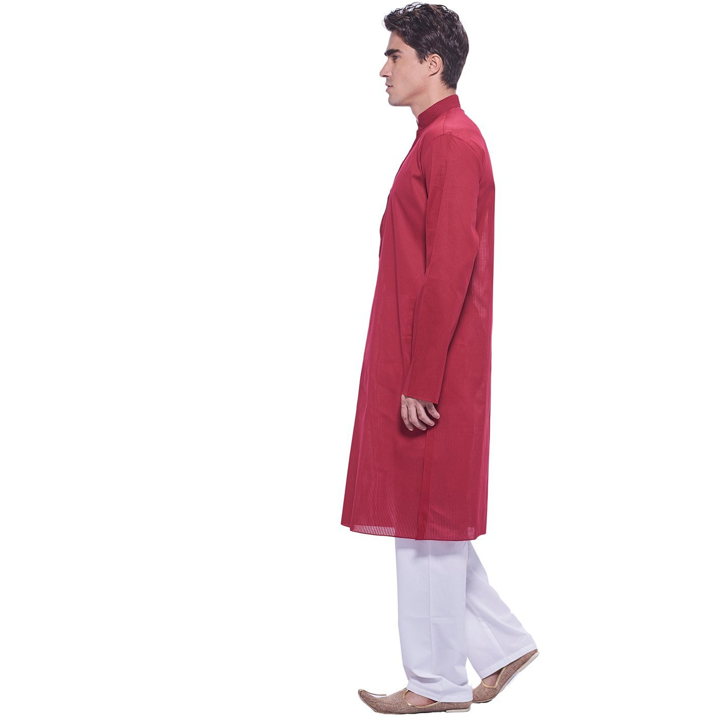 Manyavar Men's Blended Kurta & Pyjama Set, Maroon - Large/40 (M301063-307)