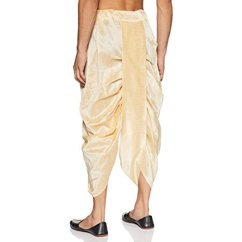Manyavar Men's Cotton Lungi (Dhoti010-303_L_Beige)