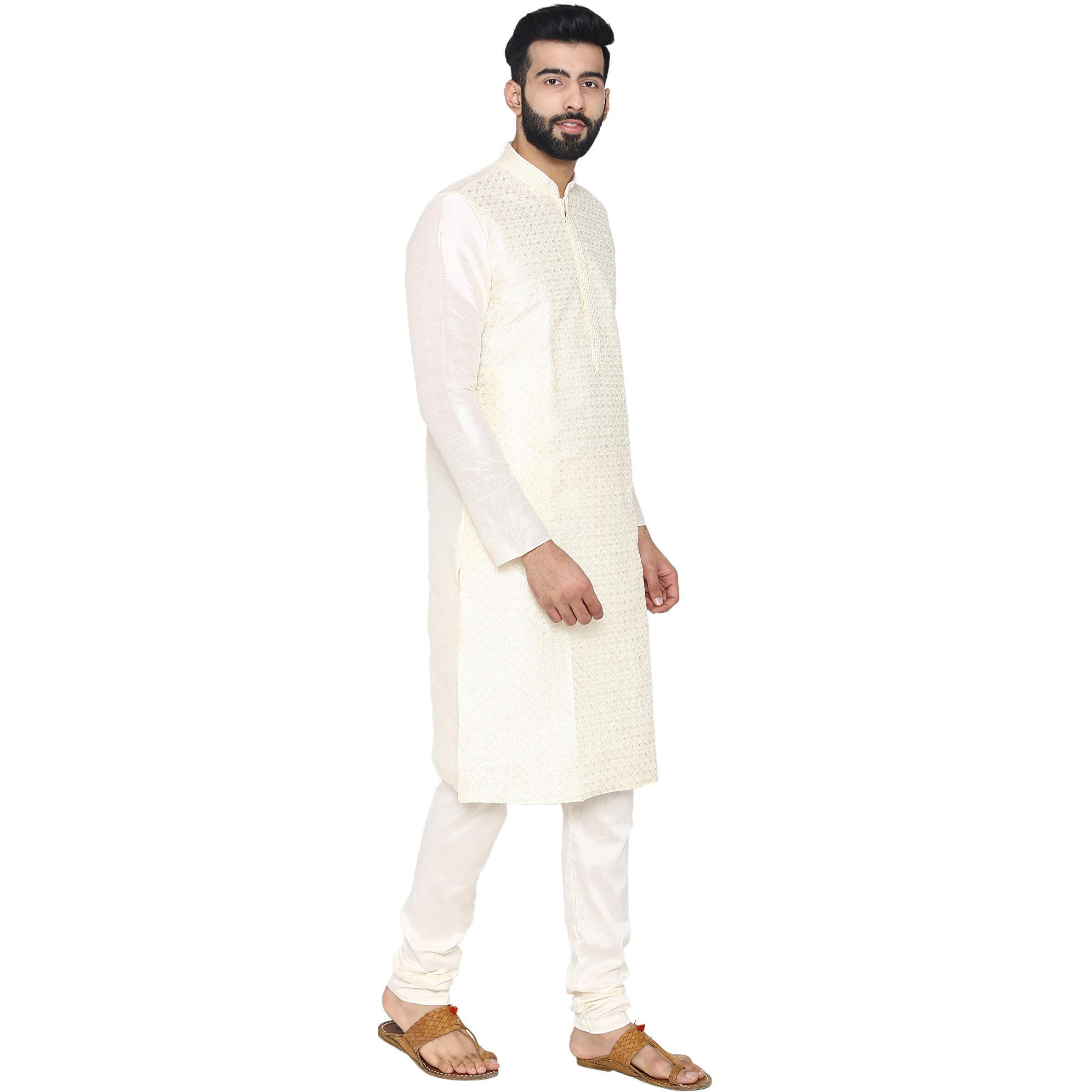 Manyavar Men's Kurta Pyjama (S952612-340-M_Off-White_Medium)