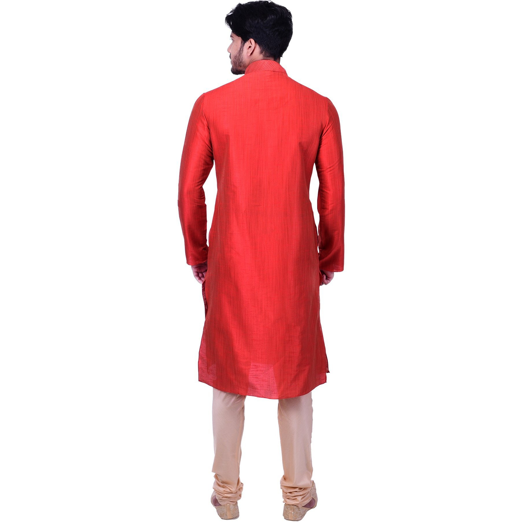Manyavar Men's Regular Fit Kurta & Churidar Set, Red - Medium (S952679-329)