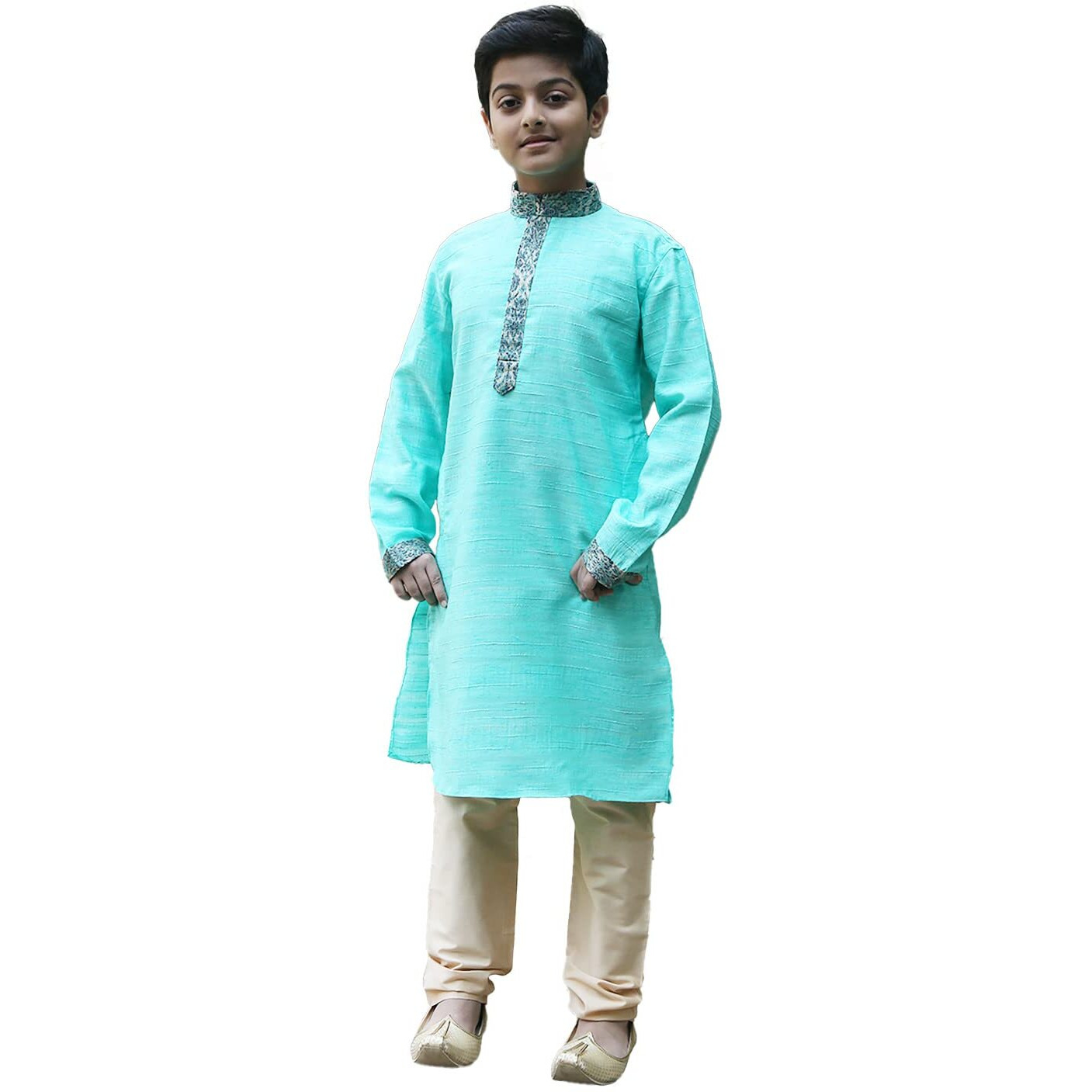 Manyavar Blended Silk Full Sleeve Zari And Stone Kurta Pajama Set For Kids And Boys(5-6 Years)