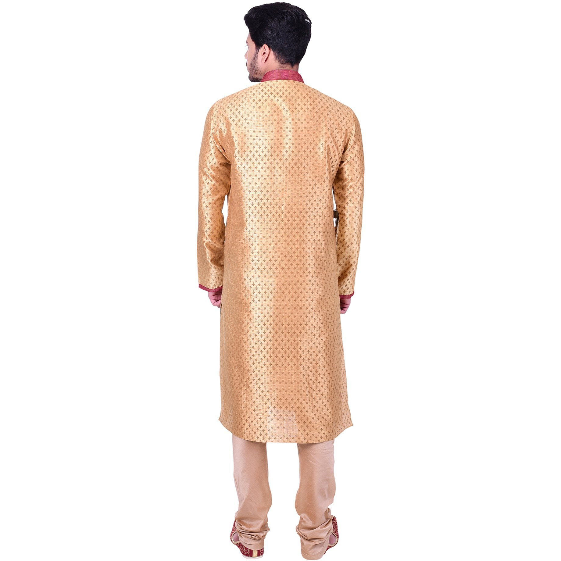 Manyavar Men's Regular Fit Kurta & Churidar Set, Fawn - Small (Sdes362-304)