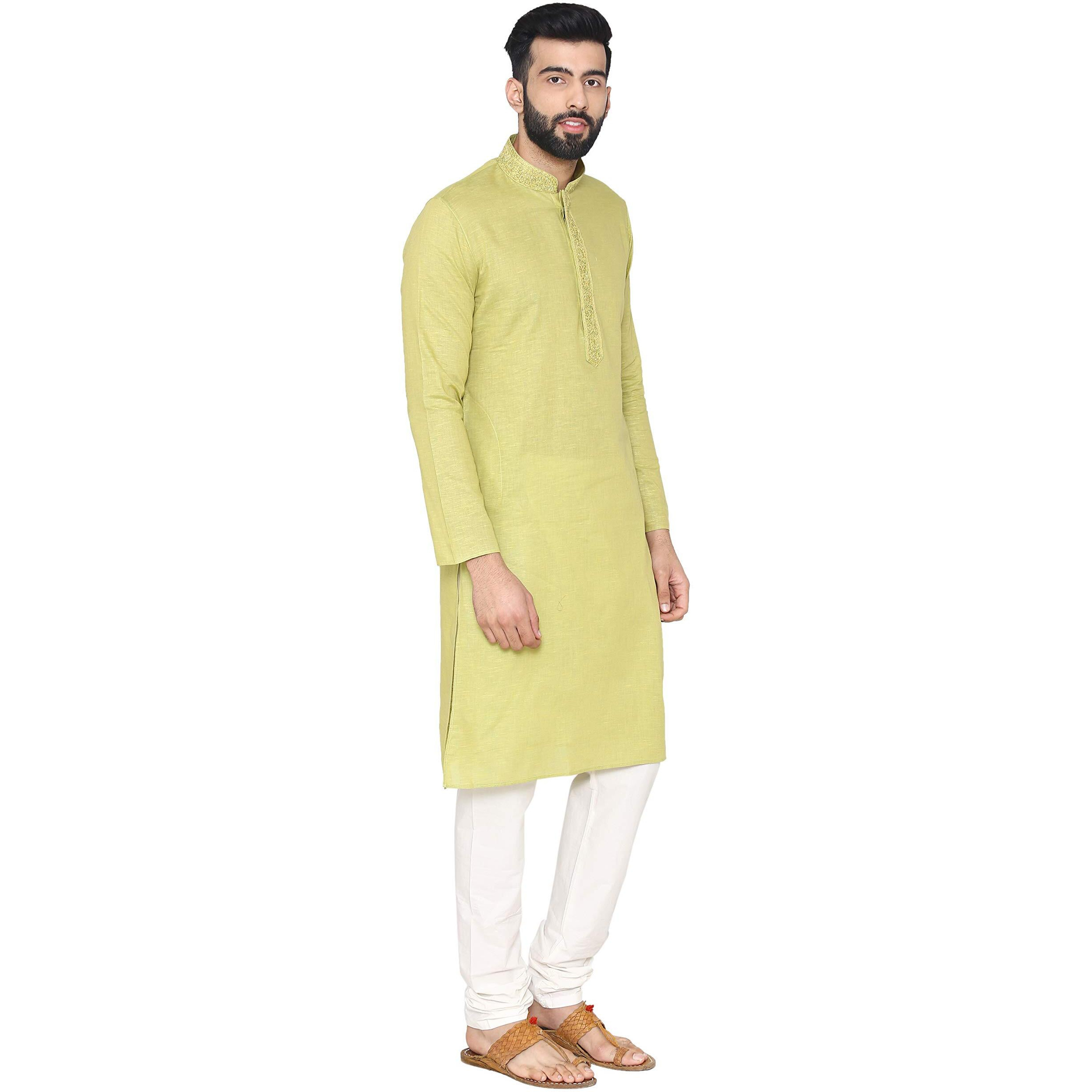 Manyavar Men's Kurta Pyjama (S952728-334-S_Light Green_Small)