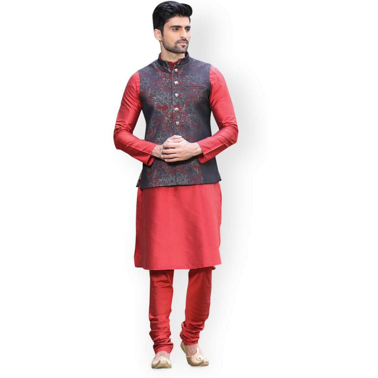 Manyavar Men's Wc00130-307 (Wc00130-307_Maroon_L)
