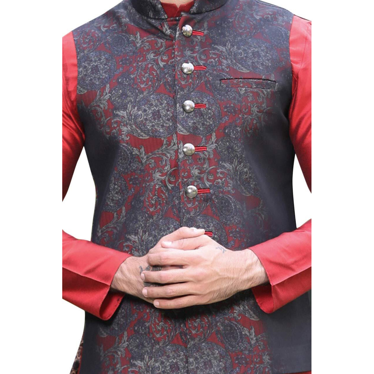 Manyavar Men's Wc00130-307 (Wc00130-307_Maroon_L)