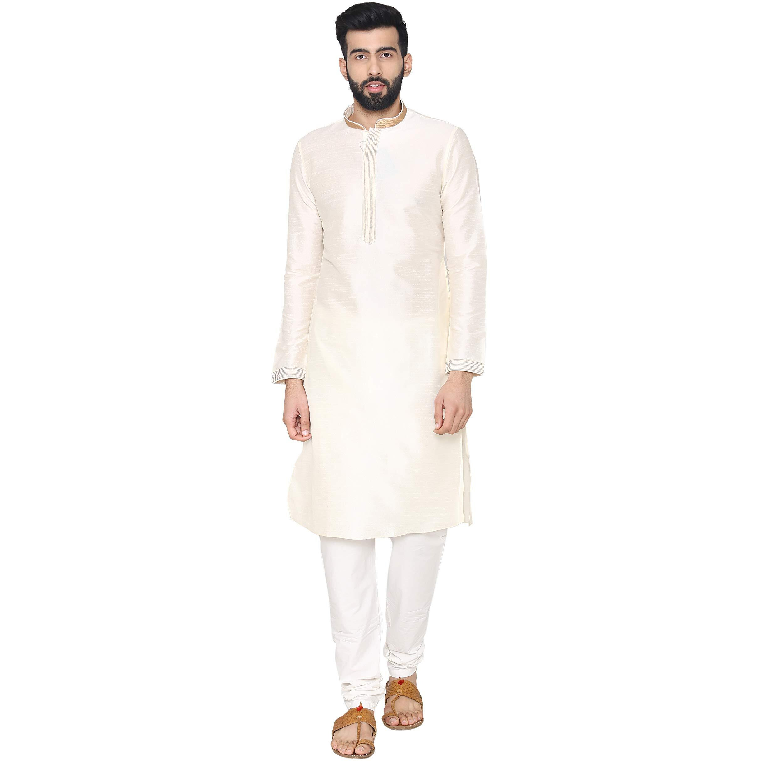 Manyavar Men's Silk Kurta Pyjama (S952746_Grey_S)
