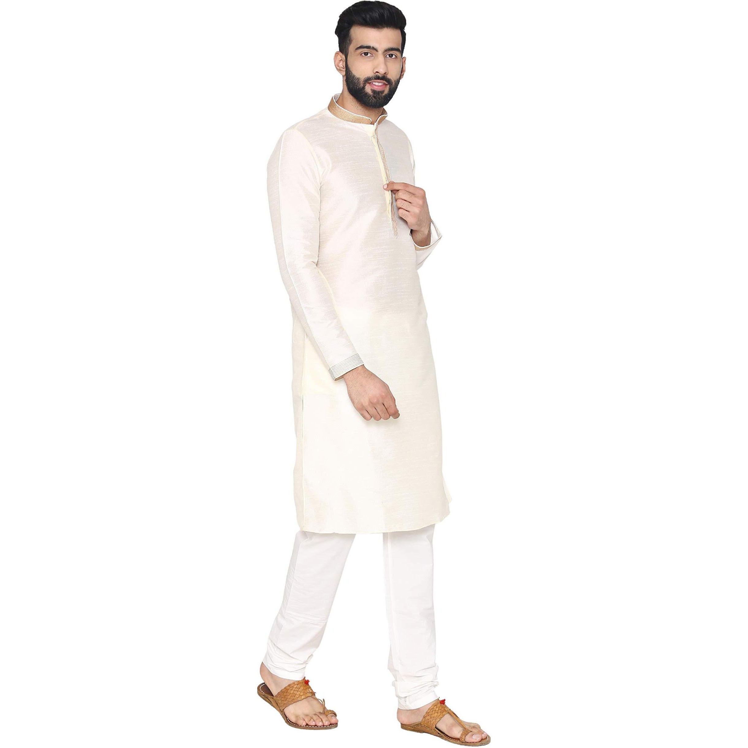 Manyavar Men's Silk Kurta Pyjama (S952746_Grey_S)