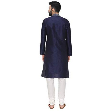 Manyavar Men's Synthetic Regular Tunic Shirt (S952089_Blue_M)