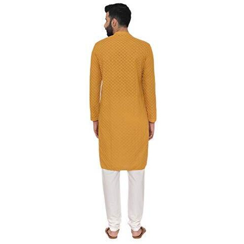Manyavar Elegant Kurta Pyjama Set For Men - (Yellow, Xx-Large)