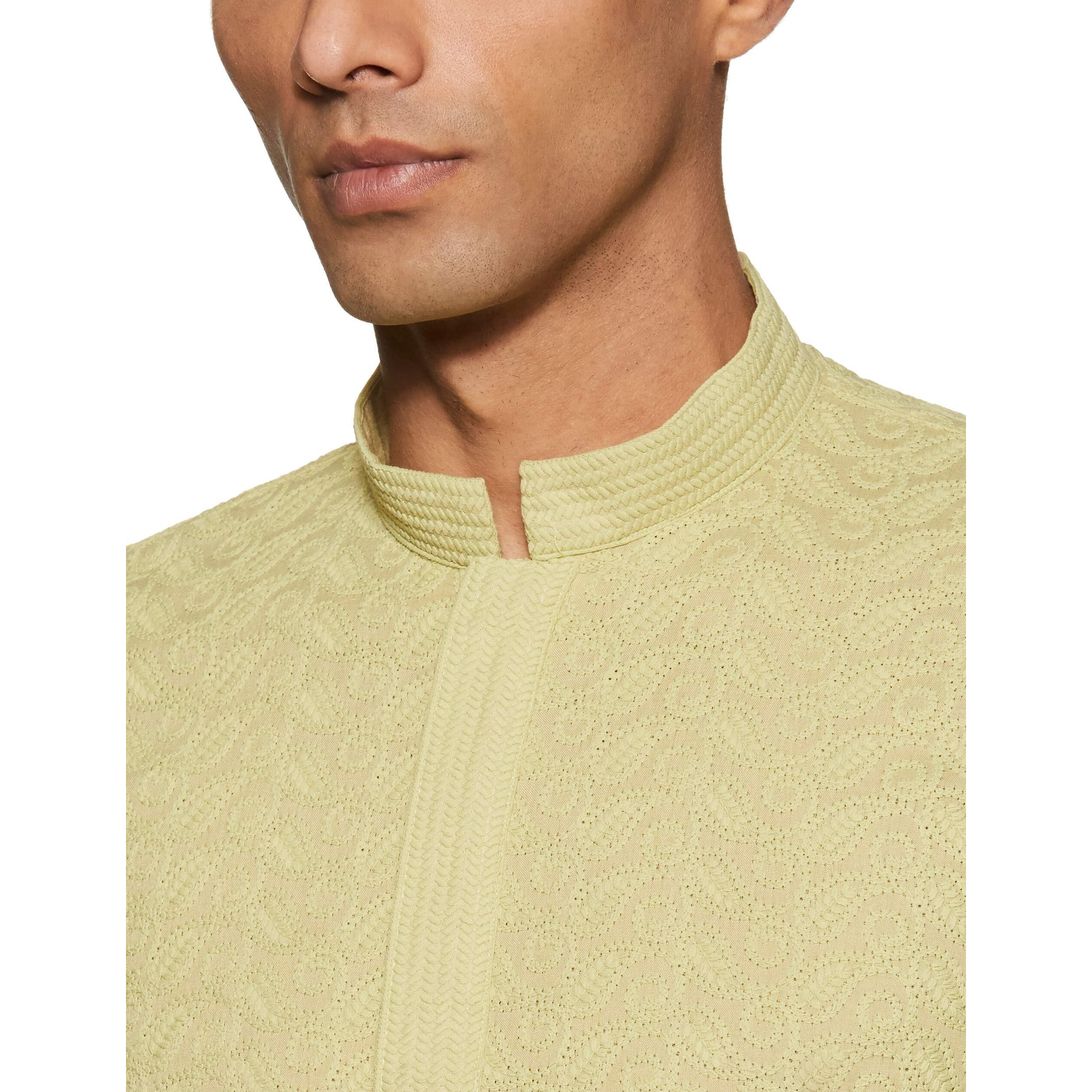 Manyavar Men's Art Silk Kurta Pyjama (S952820_Green_L)