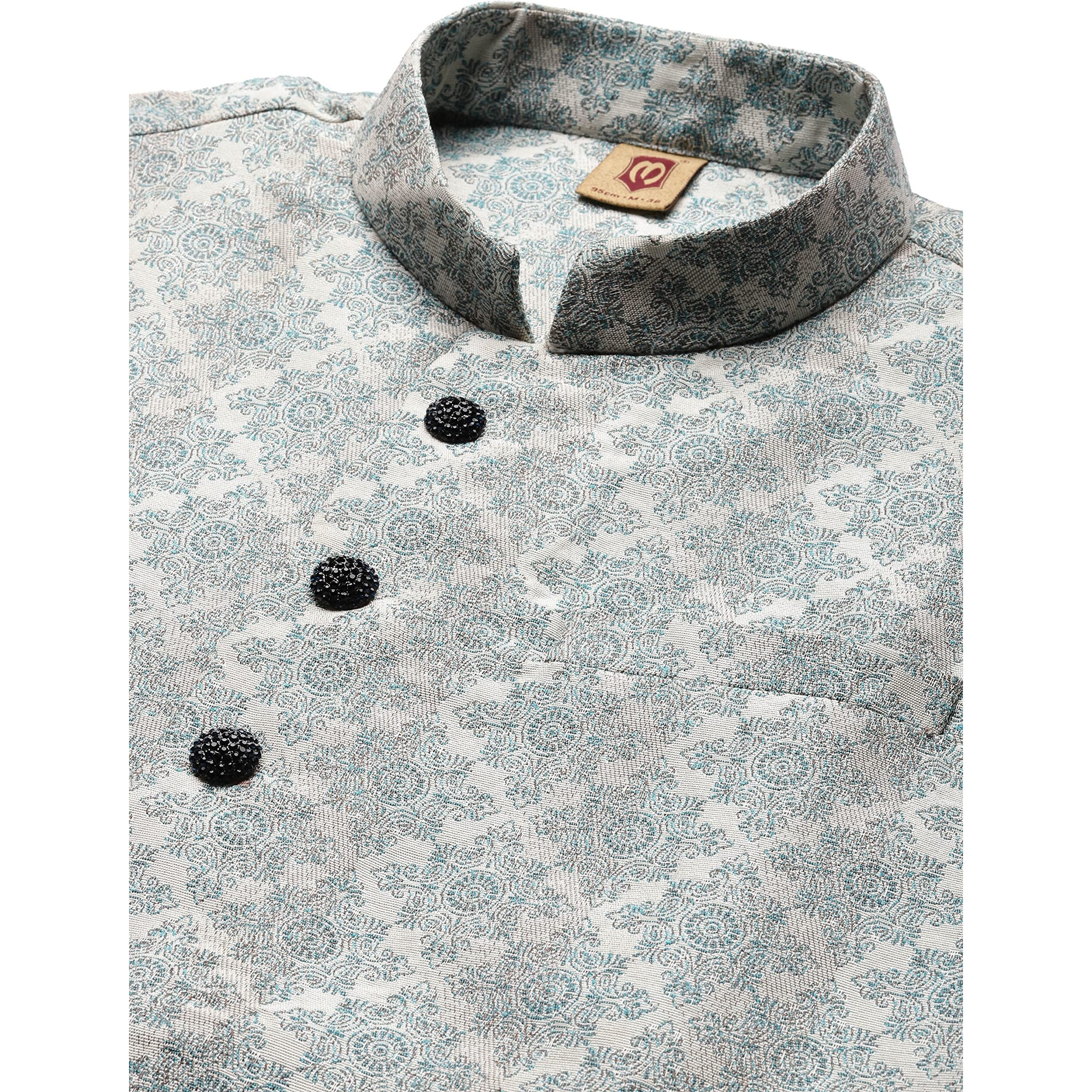 Manyavar Men's Nehru Jacket (Jac157-326_Feroze_S)