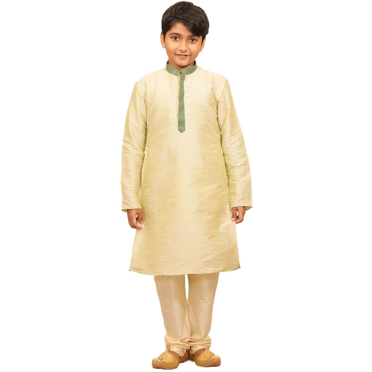 Manyavar Blended Silk Solid Full Sleeve Kurta Pajama Set For Kids And Boys(4-5 Years)