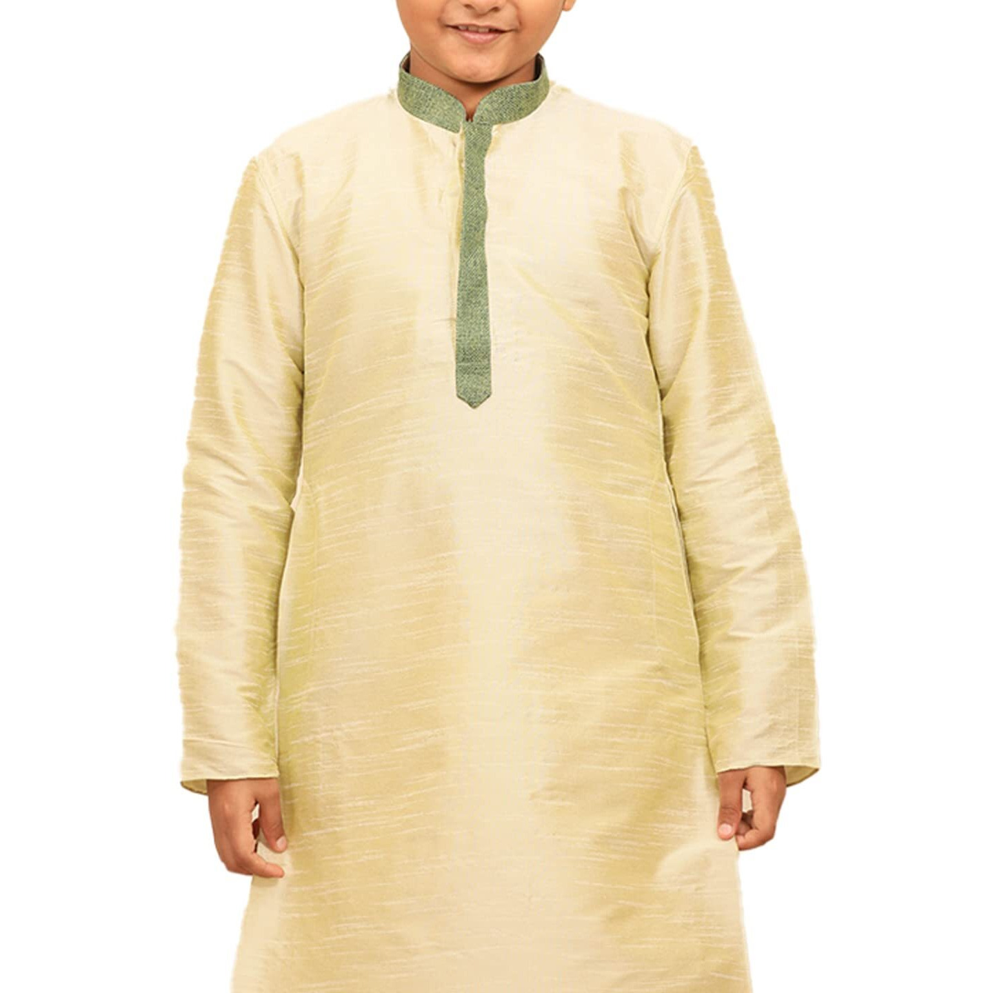 Manyavar Blended Silk Solid Full Sleeve Kurta Pajama Set For Kids And Boys(4-5 Years)