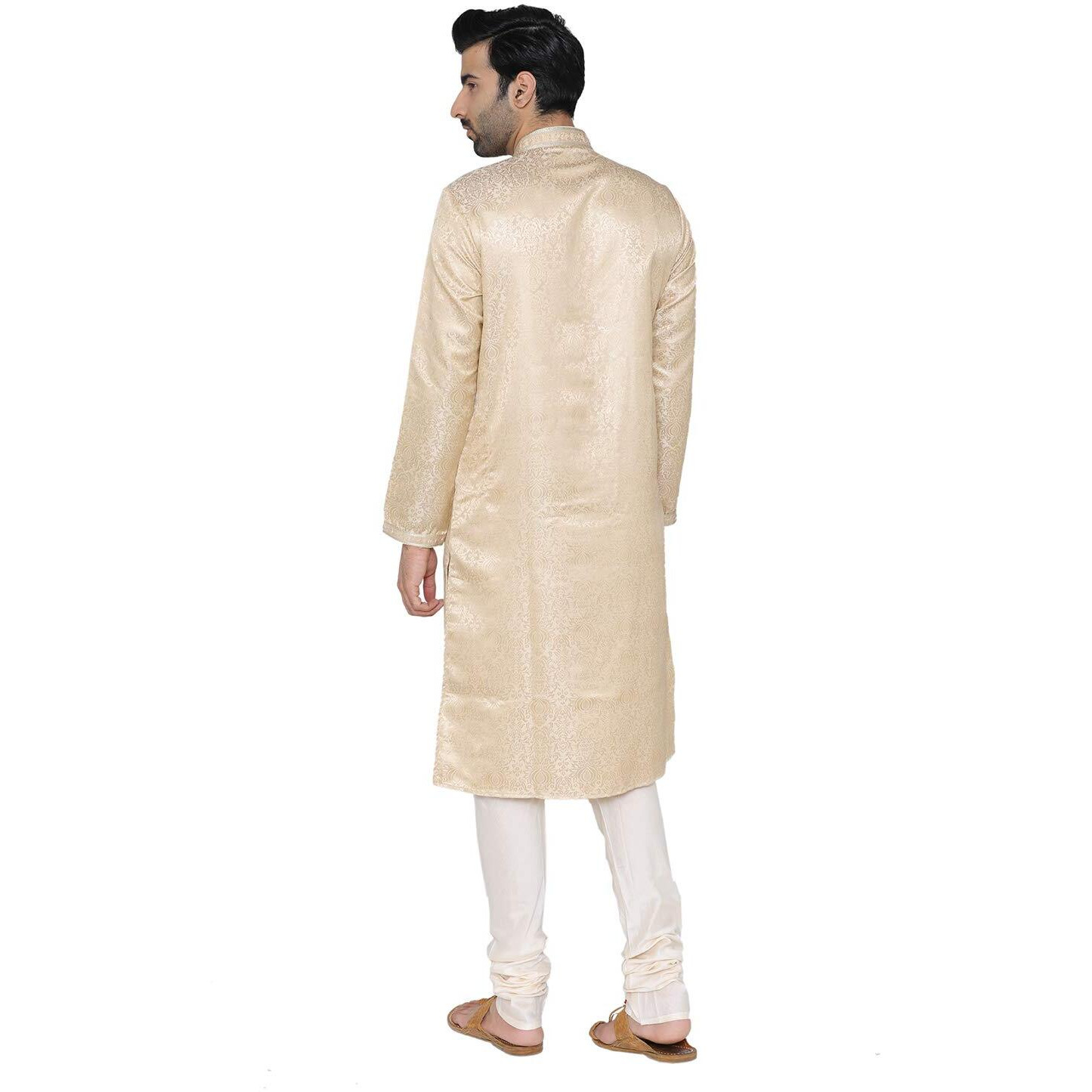 Manyavar Men's Art Silk Kurta Pyjama (Sosk324_Beige_M)