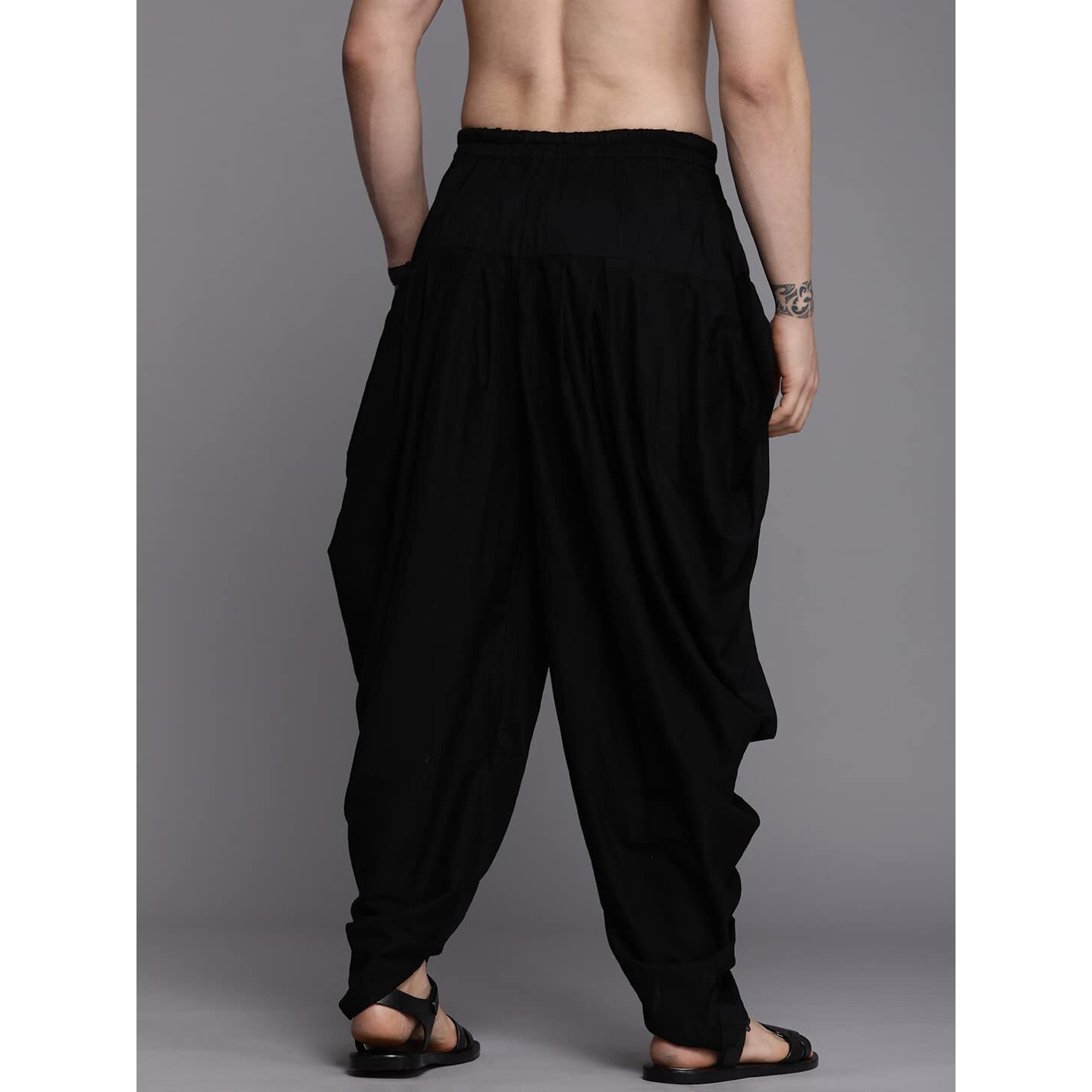 Manyavar Patiala For Men, Ethnic Patiala Pyjama For Men, Blended Viscose Solid Pyjama (Black, 3Xl)
