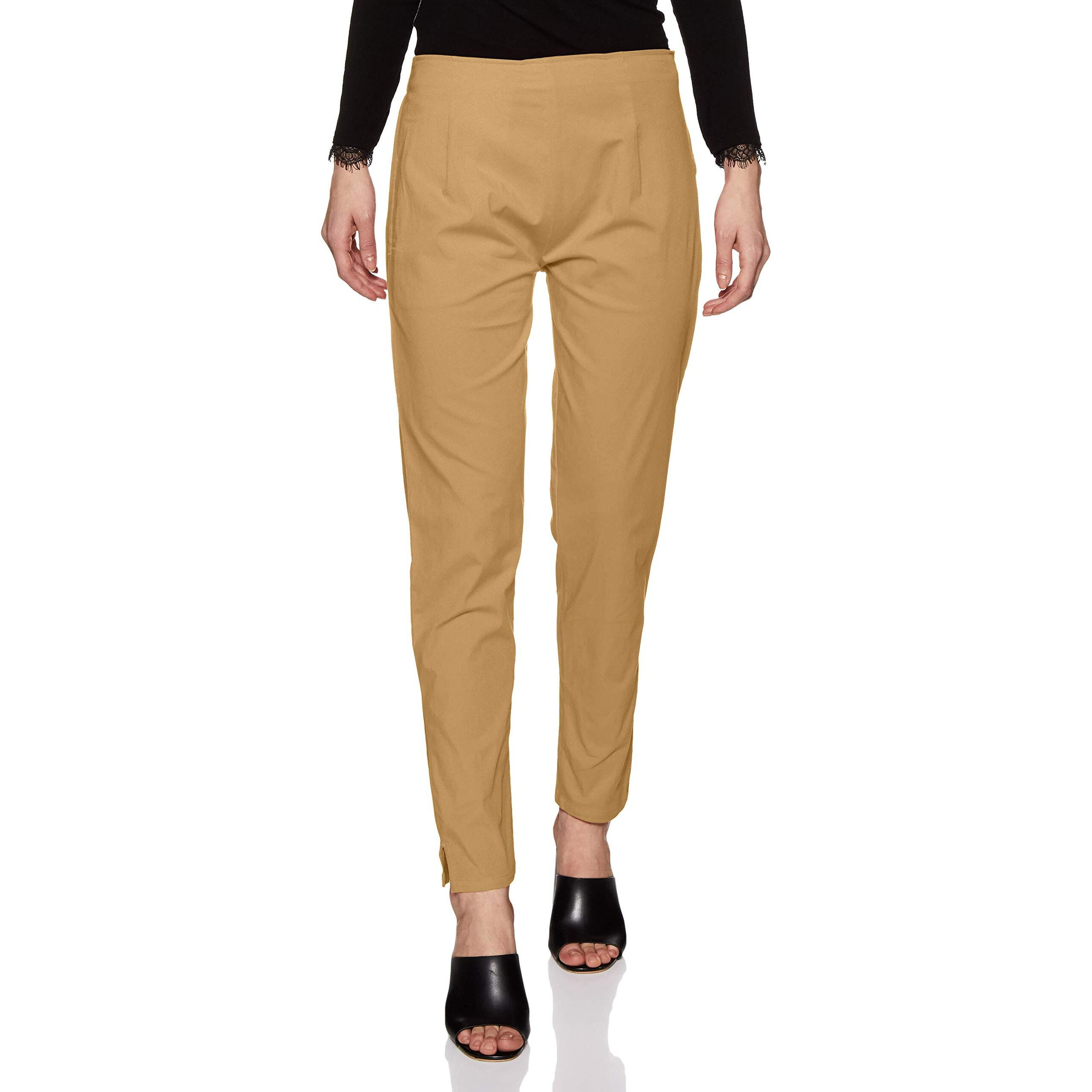 Rupa Softline 4D Cotton Stretch Comfort Kurti Pant For Women, All-Purpose Fashion For Western, Ethnic, And Casual Wear - Full-Length, Solid Color, Pack Of 1 Beige