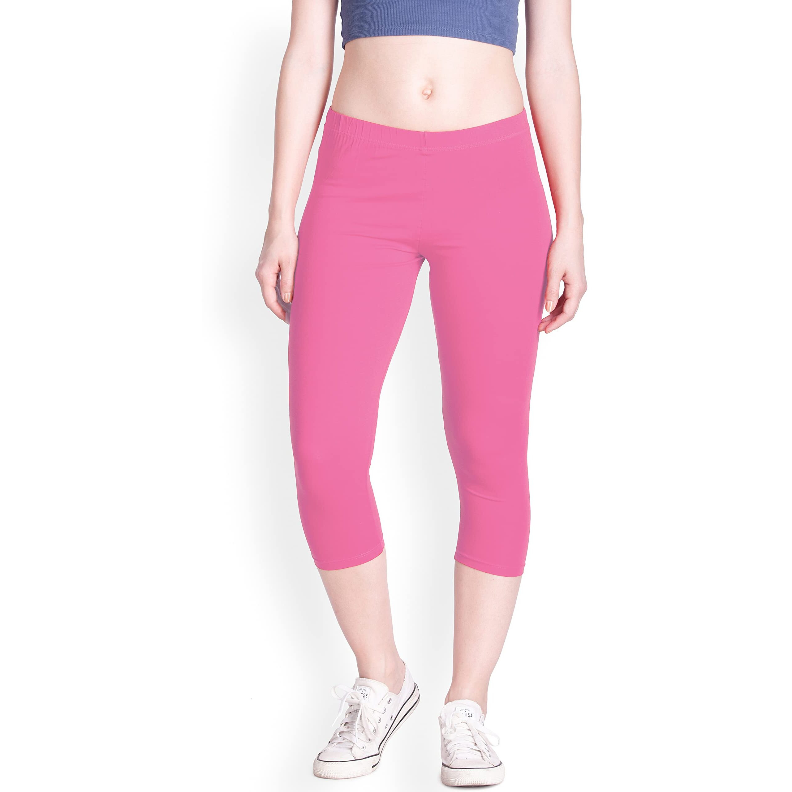 Lux Lyra Women's Super Combed Cotton Elastane Stretch Slim Fit Capri Pants Xl