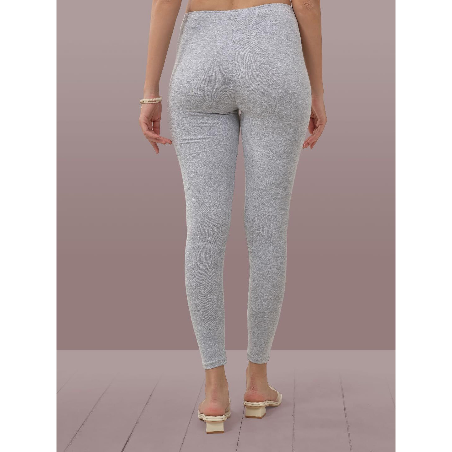Lyra Women Solid Premium Cotton Ankle Length Leggings | Mid-Waist | Fashionwear