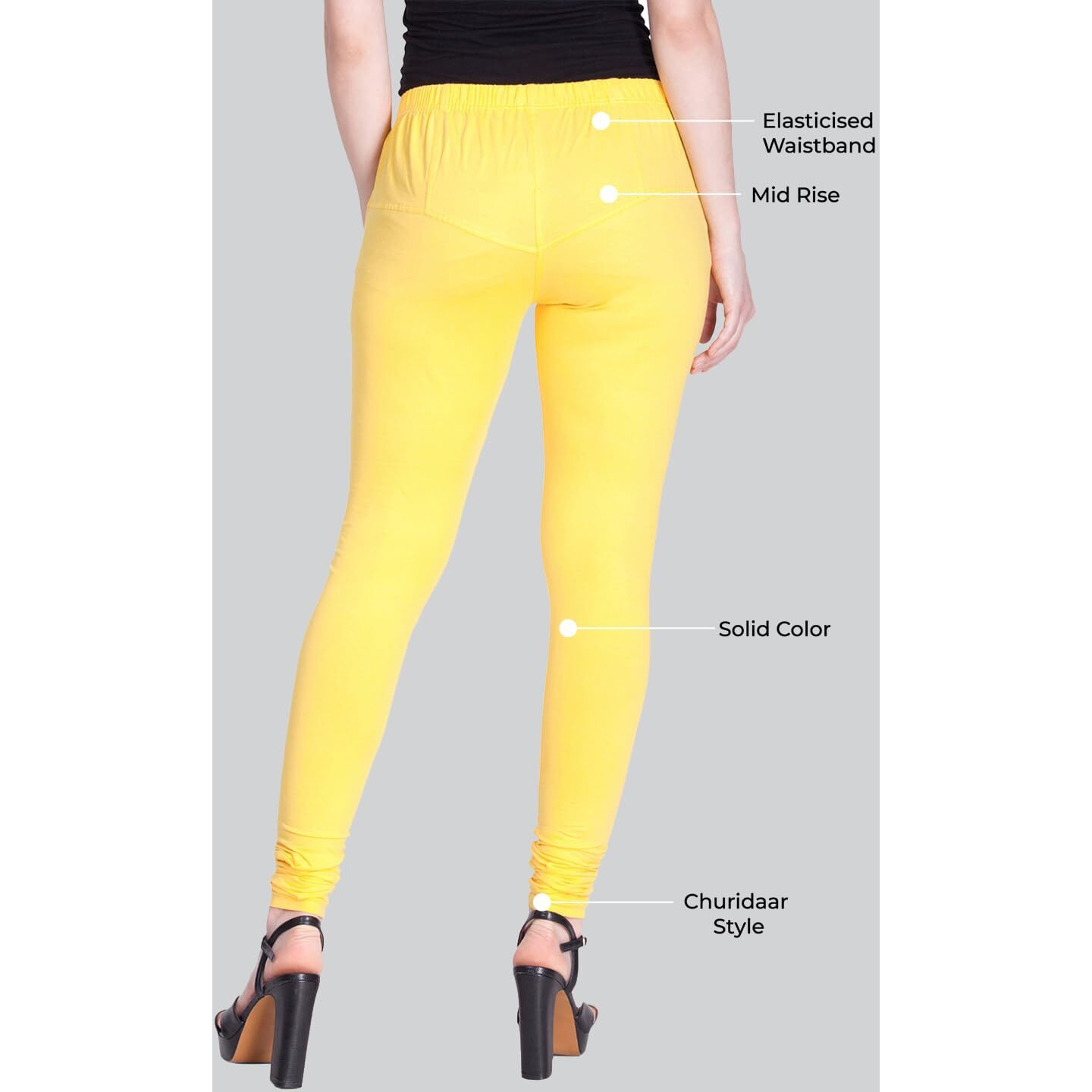 Lyra Women Solid Premium Cotton Churidar Leggings | Mid-Waist | Fashionwear