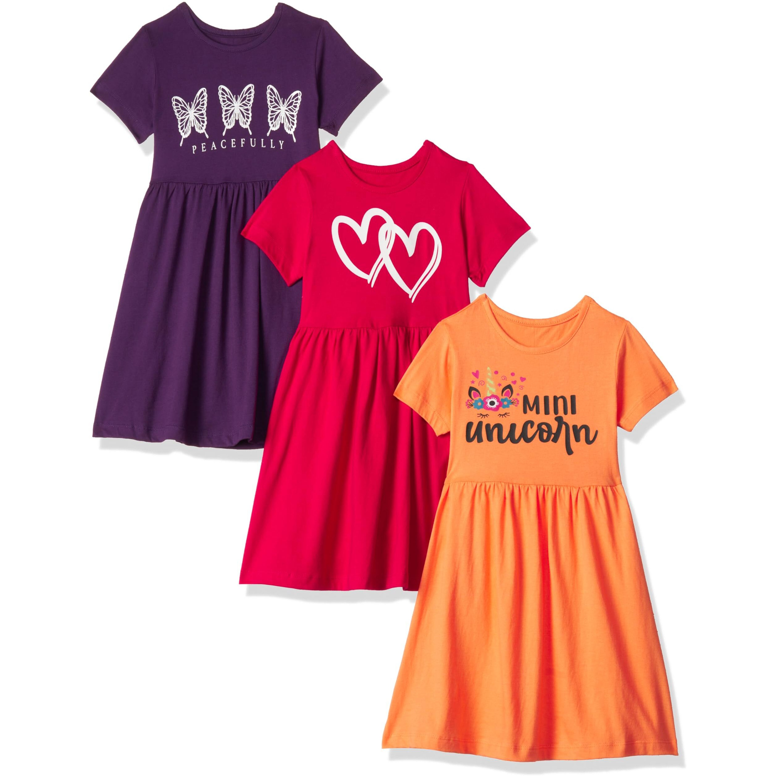 T2F Girls Printed Cotton Casual Knee-Length Dress(Pack Of 3)