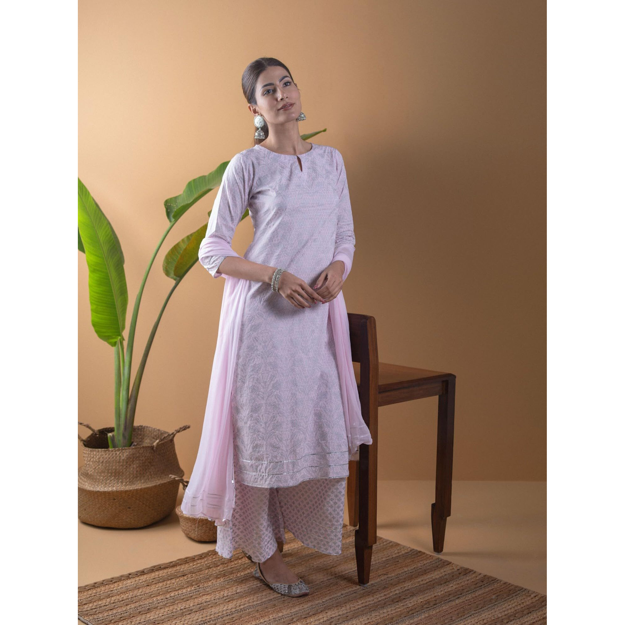 Libas Women's Rayon Kurta Sets (5716_Pink 1_Xs)
