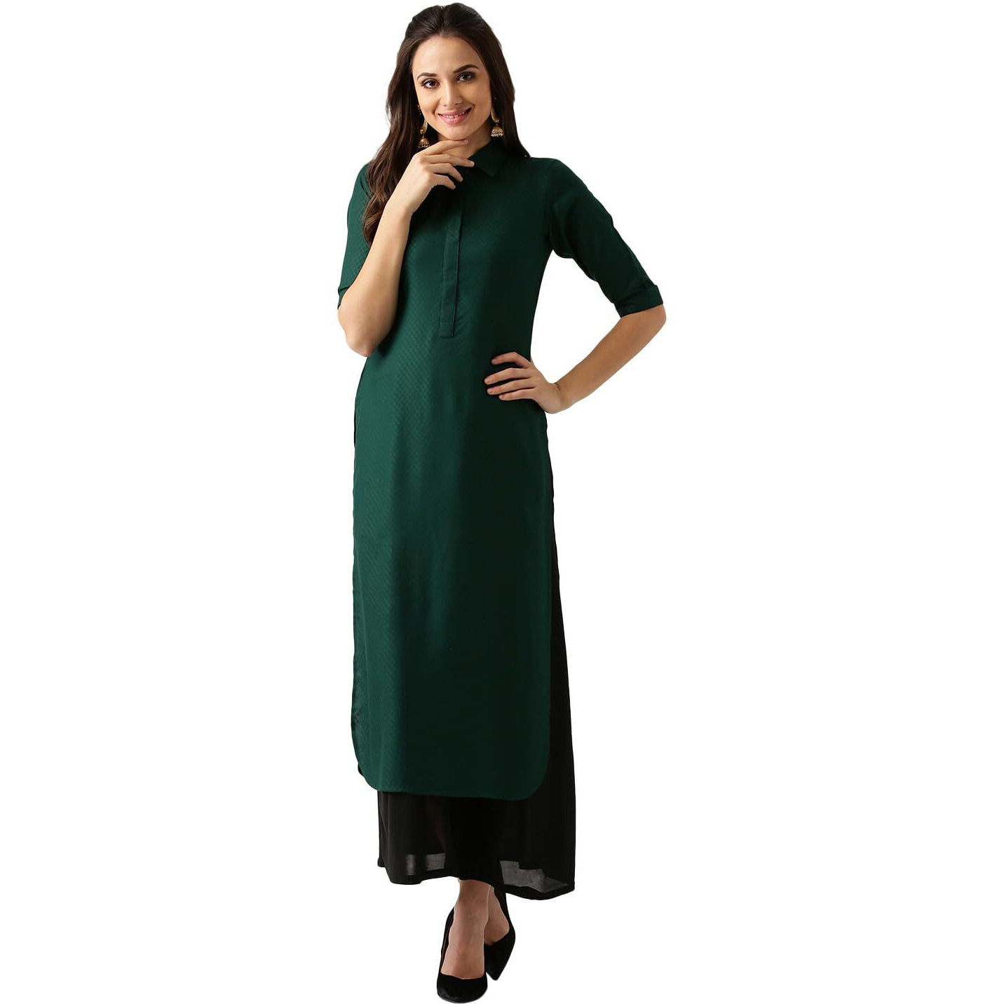 Libas Women's Rayon Blend Printed Straight Kurta (4993_Green