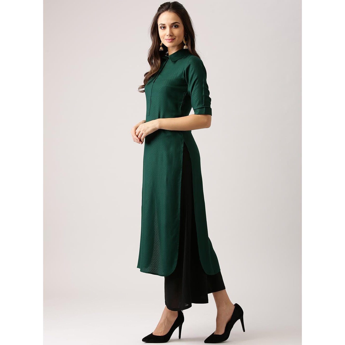 Libas Women's Rayon Blend Printed Straight Kurta (4993_Green