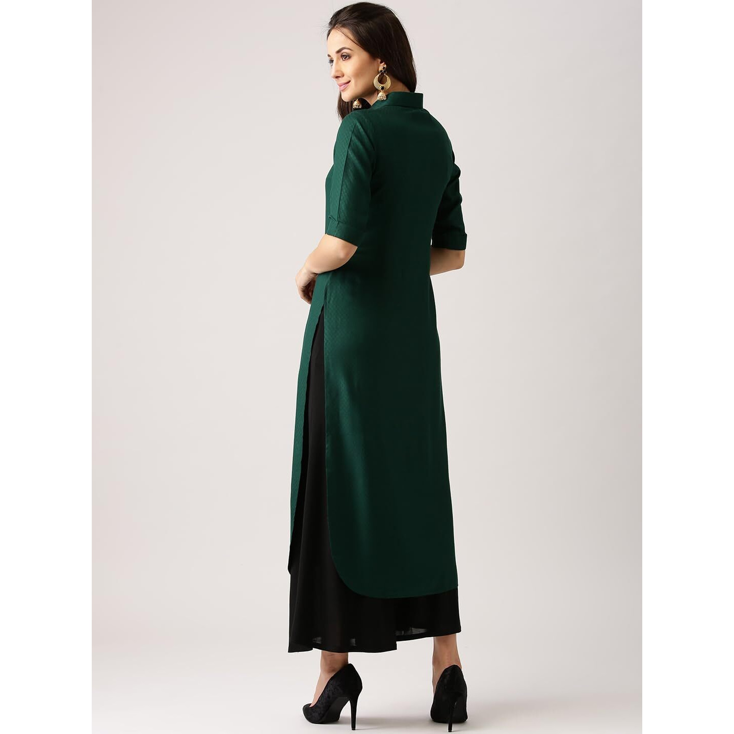 Libas Women's Rayon Blend Printed Straight Kurta (4993_Green