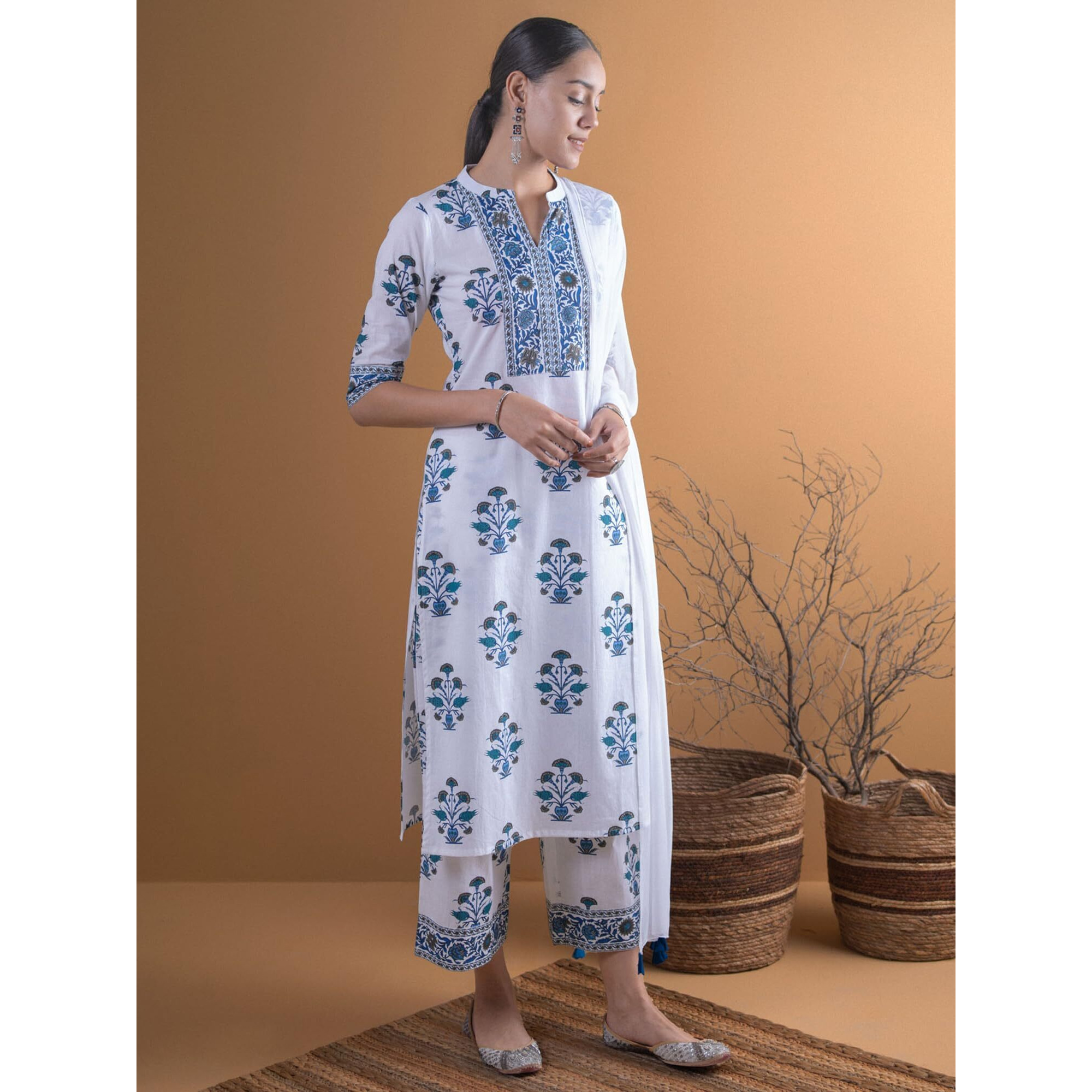 Libas Women's Cotton Kurta Sets (6538_White