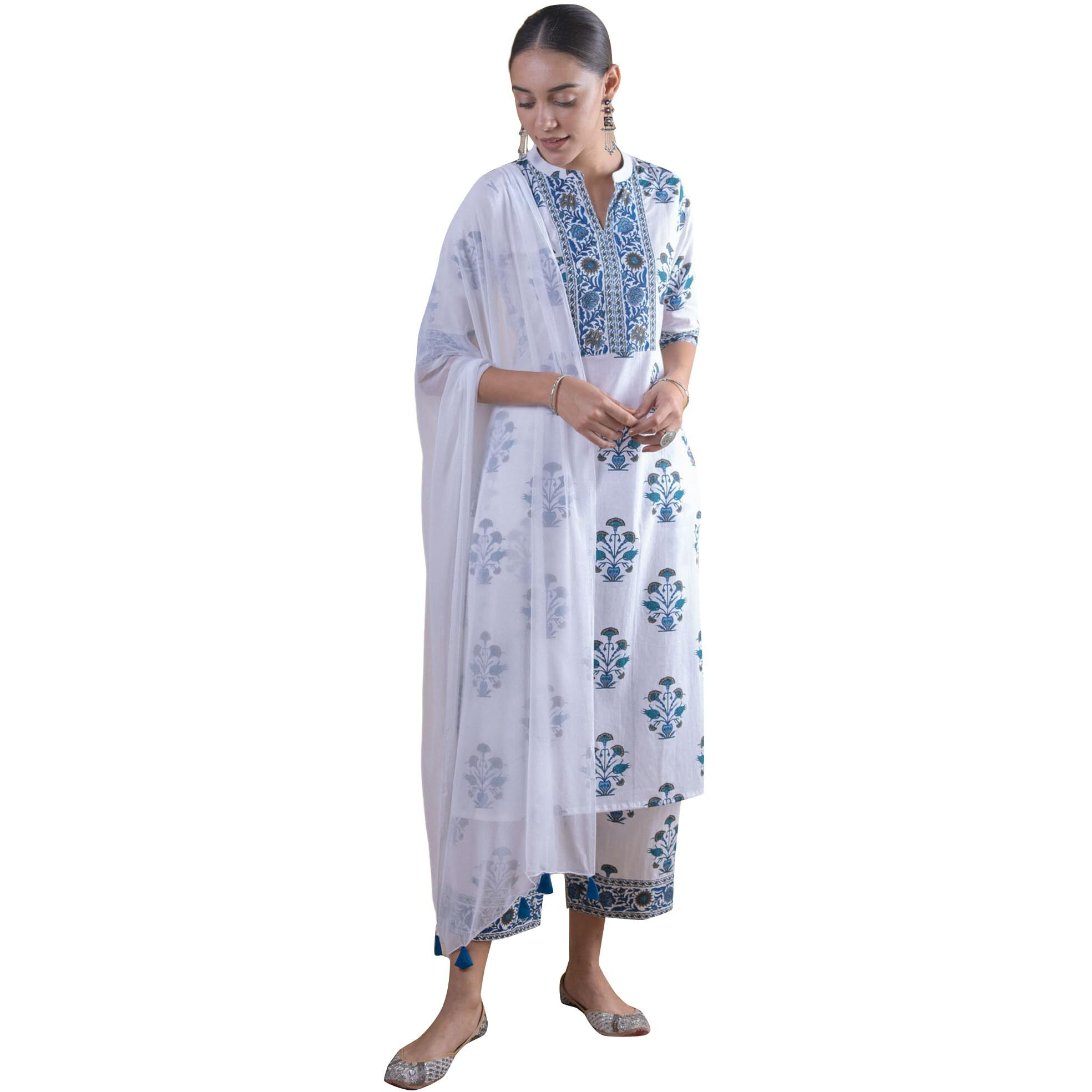Libas Women's Cotton Kurta Sets (6538_White