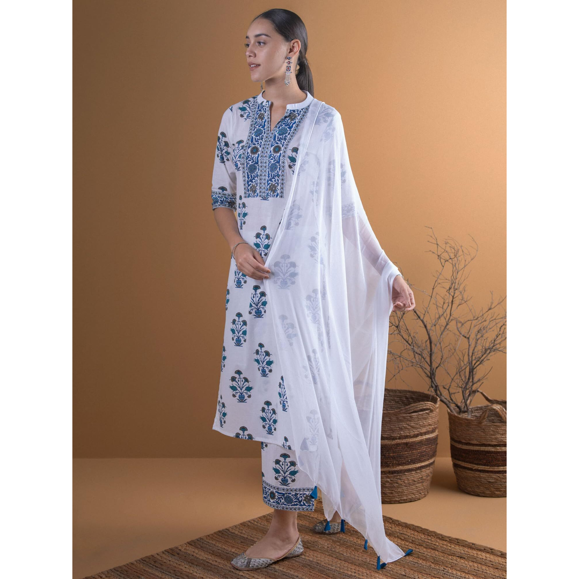 Libas Women's Cotton Kurta Sets (6538_White