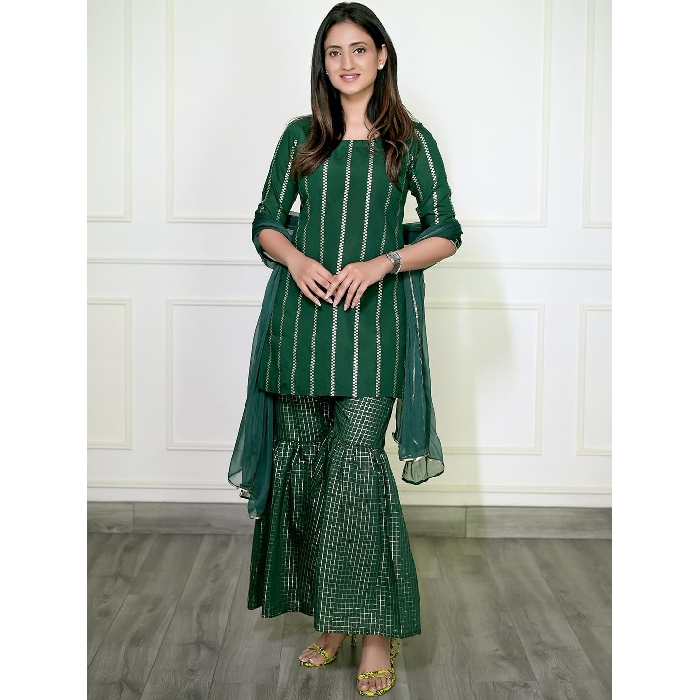 Libas Women's Polyester Kurta Set (6867_Green