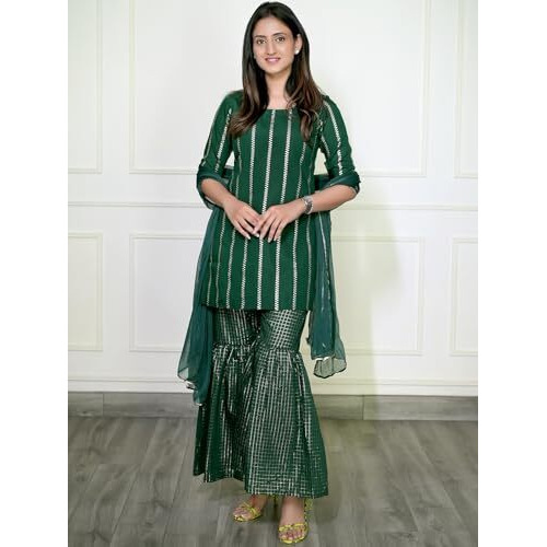 Libas Women's Polyester Kurta Set (6867_Green