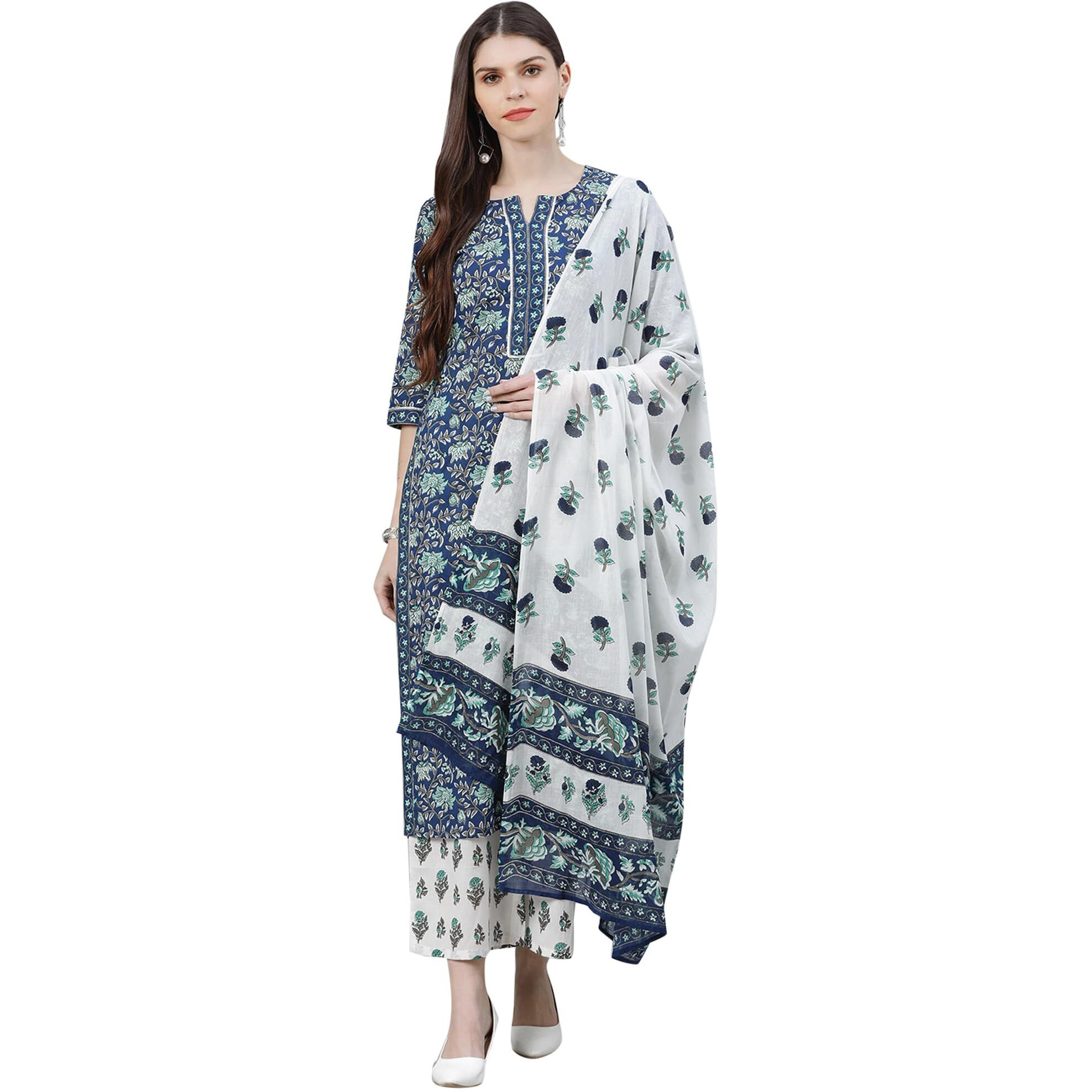 Libas Women's Cotton Kurta Sets (13026O_Multicoloured