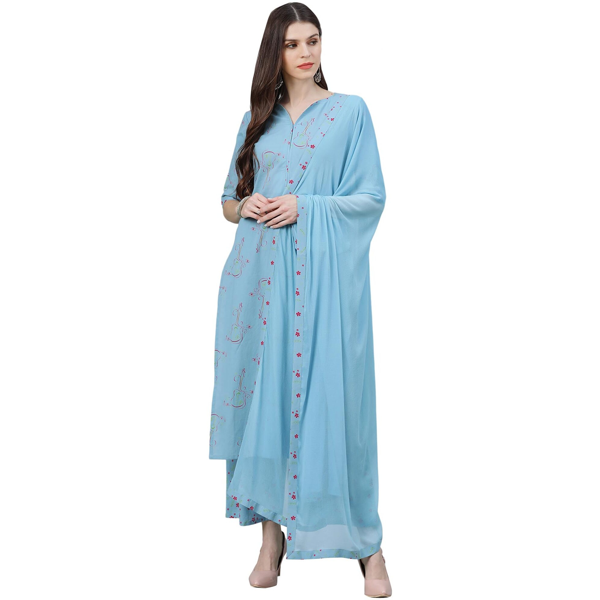 Libas Women's Cotton Kurta Sets (6909_Blue