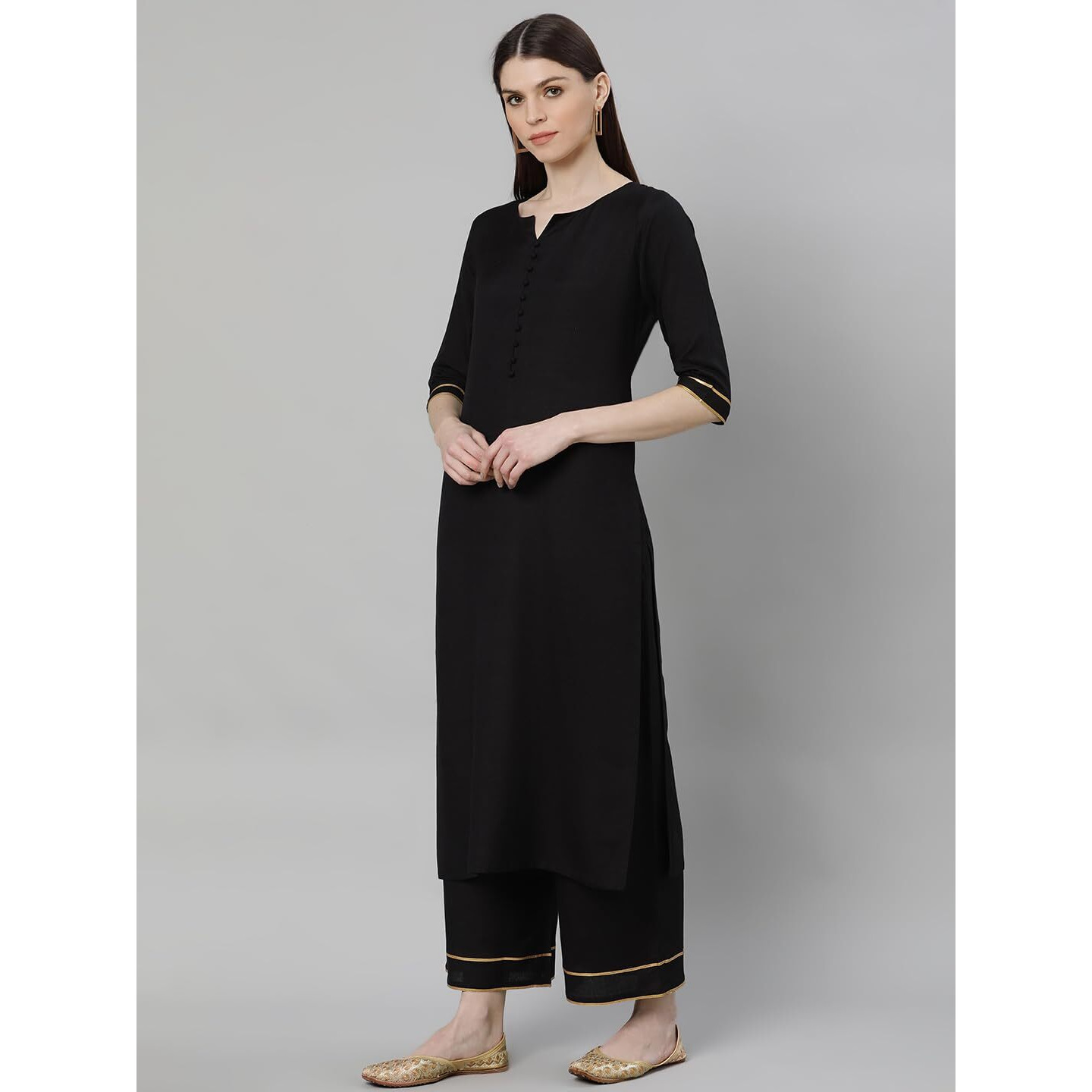 Libas Women's Cotton Kurta Sets (6925_Black