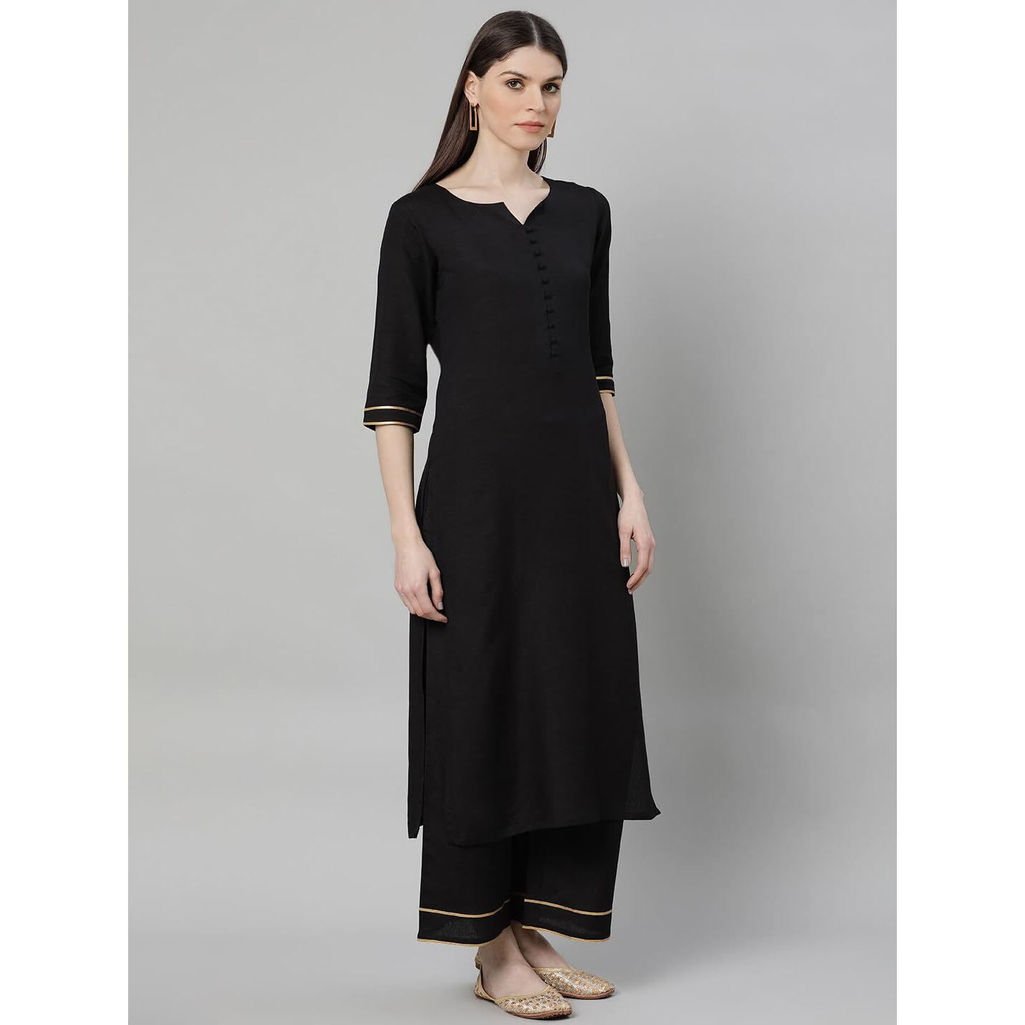 Libas Women's Cotton Kurta Sets (6925_Black