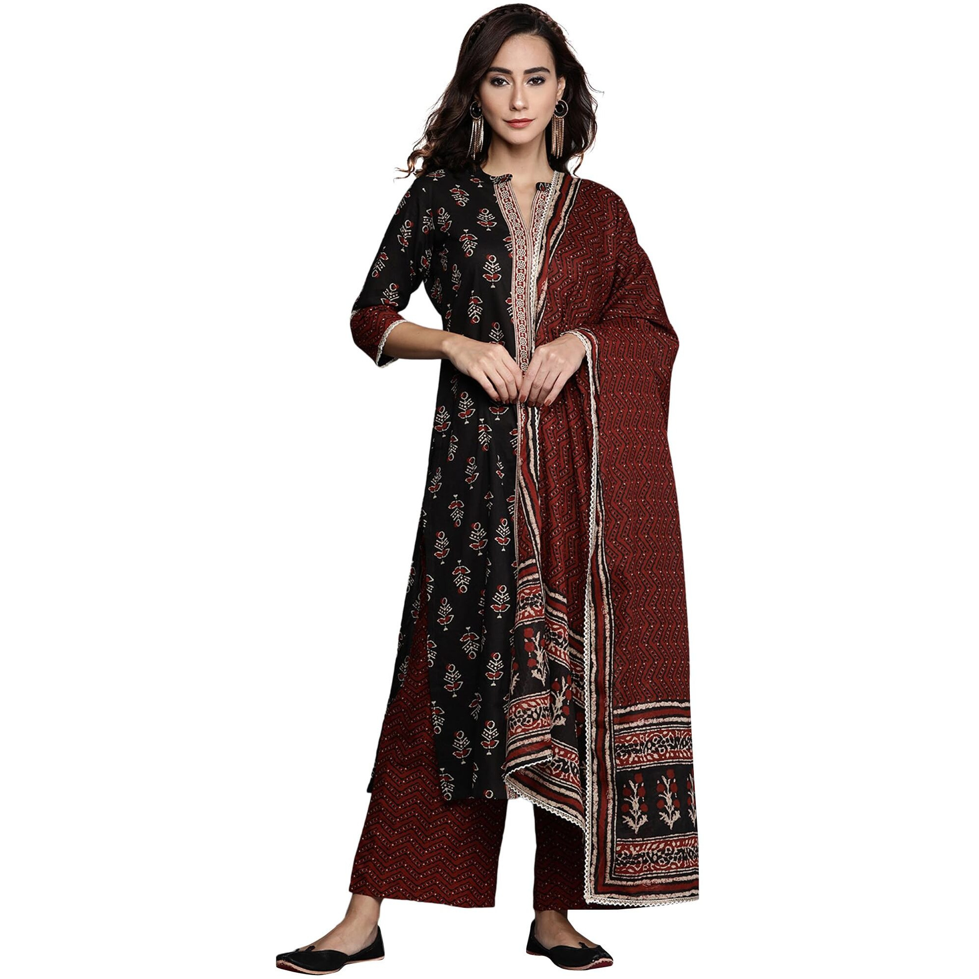 Libas Women's Cotton Kurta Sets (20119O_Black